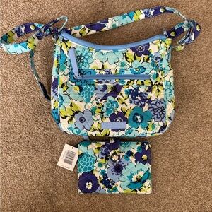 Vera Bradley Blue and Green Floral Shoulder Bag
